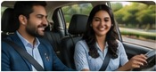 People sharing a car journey